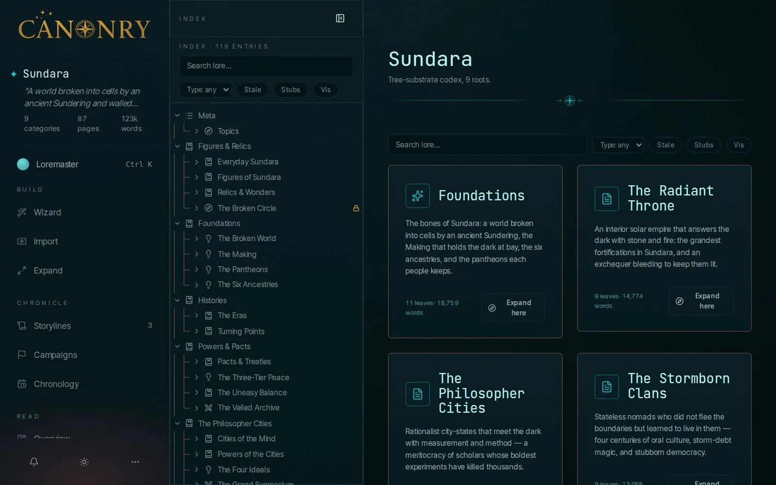 The Sundara codex under the Terminal theme: technical, precise.